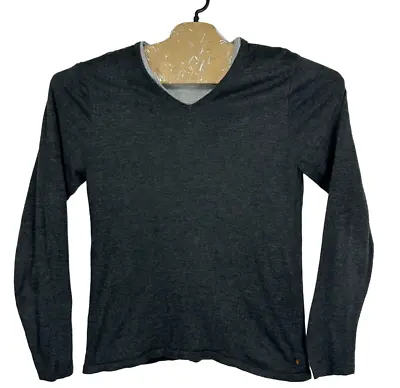Buy SCOTCH & SODA T Shirt Mens MEDIUM Grey Doubled Layer Long Sleeve V Neck Pullover • 11.89£