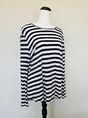 Buy WITCHERY Women’s 100% Linen Navy White Striped Long Sleeve Top Size L Large 14 • 18.82£