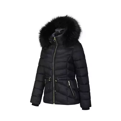 Buy Firetrap Womens Quilted Fax Fur Hooded Jacket - Black / 16 • 29.99£