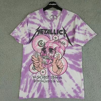 Buy Metallica Shirt Womens Small Purple Tie Dye Shortest Straw Band Tee Rock Metal • 15.35£