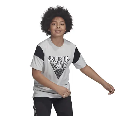 Buy Adidas Kids Tshirt Athletics Predator Football Style Tee Fashion Boy Gray DV1336 • 16.76£