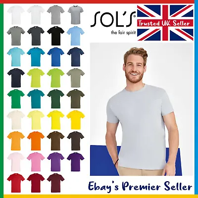 Buy Mens Plain T-Shirt - Sol's Regent Cotton Tee - Soft Ringspun Tee - FREE DELIVERY • 5.69£