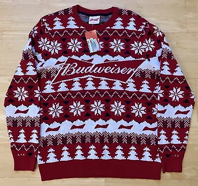 Buy XL 45  Inch Chest Budweiser Beer Lager Christmas Sweater Jumper Xmas By F&F • 39.99£