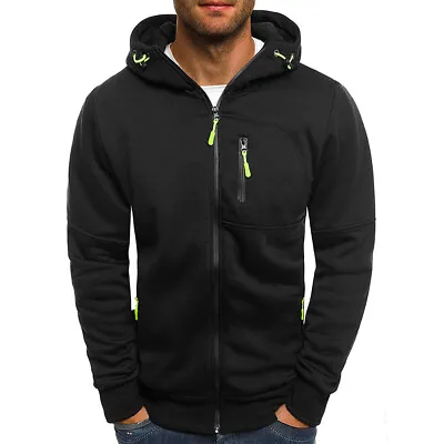 Buy Mens Zip Up Coat Hoodie Sweatshirt Hooded Zipper Sports Jumper Tops Winter Coat • 9.49£
