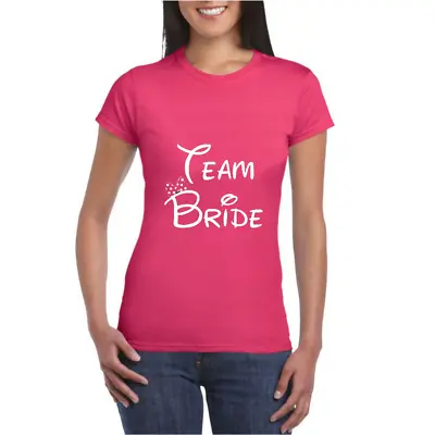 Buy T-Shirt Team Bride Hen Do Marriage Wedding Gift Printed Womens Short Sleeve Tee • 14.95£