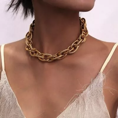Buy Punk Rock Choker Necklace Chunky Thick Chain Iron Alloy Fashion Jewelry Wear NEW • 11.99£
