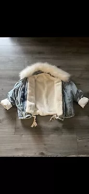 Buy Womens Fur Lined Denim Jacket S/m • 15£