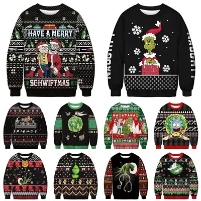 Buy Unisex Christmas Santa Claus Grinch Sweatshirt Pullover Top Jumper Xmas Gifts • 11.99£