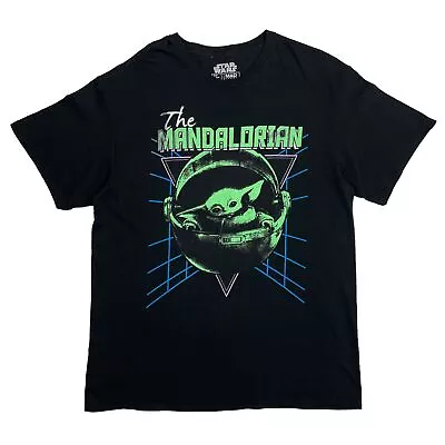 Buy Star Wars The Mandalorian Baby Yoda Black Cotton T-Shirt Large • 7.70£