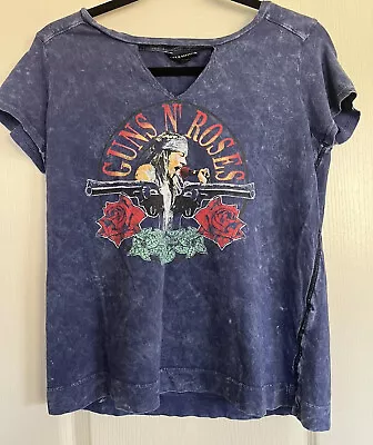 Buy Guns And Roses Shirt Womens Small Rock & Republic Short Sleeve Graphic T-shirt • 15.44£