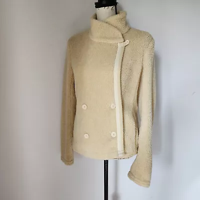 Buy Standard James Perse Shrunken Sherpa Fleece Jacket High Neck Button Beige Sz.4 • 43.41£