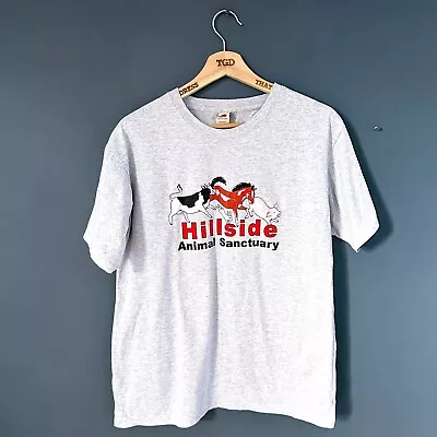 Buy Mens Ladies Grey Hillside Animal Sanctuary Print T-Shirt Top Size Medium • 1.99£