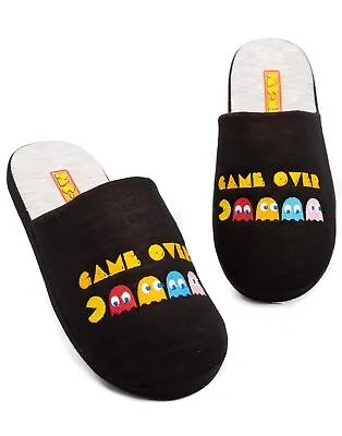 Buy Pac-Man Slippers Mens Arcade Game Over Black House Shoes • 16.95£