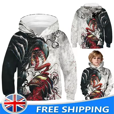 Buy Kids Venom 3D Digital Print Hoodie Long Sleeve Sweater Pullover Jacket Coat Tops • 16.62£