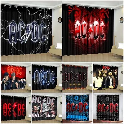 Buy 3D ACDC Rock Band Ready Made Pair Thick Thermal Blackout Curtain Ring Top Eyelet • 33.58£