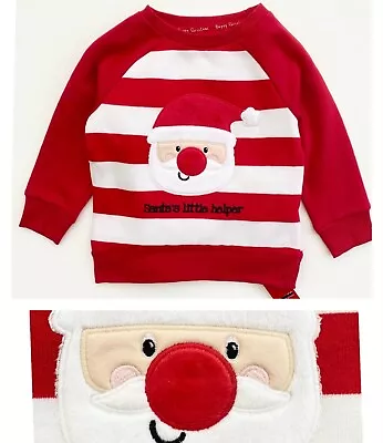 Buy Kids Christmas Jumper Sweatshirt Top Ex Dunnes Festive Cute Santa Red Party Baby • 4.95£