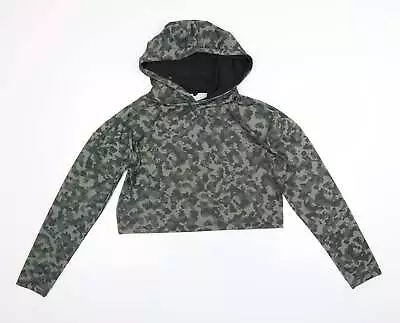 Buy Atmosphere Womens Green Camouflage Polyester Pullover Hoodie Size 12 - Cropped • 6.25£
