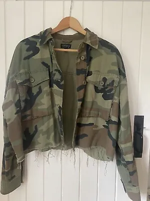 Buy TopShop UK S 8-10 Ladies Camouflage Cropped Jacket VGC • 10£