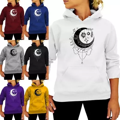 Buy Ladies Hooded Sweatshirt Star Print Hoodies Women Long Sleeve Travel Loose Fit • 14.99£