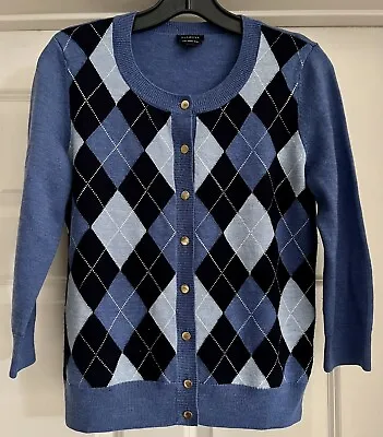 Buy Talbots Argyle Pure Merino Wool 3/4 Sleeve Size Small Button Up Cardigan Sweater • 17.37£