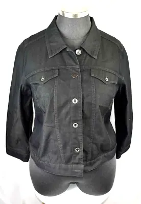 Buy Sigrid Olsen Stretch Denim Jacket Plus Size 20W Dark Gray Collared Button • 23.67£