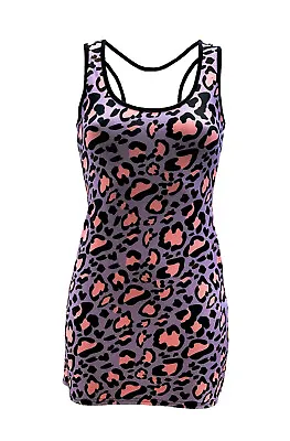 Buy Women's Pink Purple Leopard Animal Skin Print Long Vest Top Bodycon Funky Rave • 21.99£