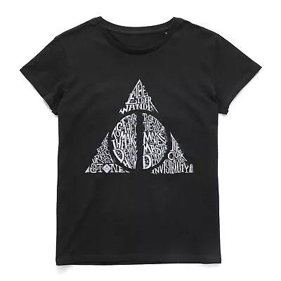 Buy Official Harry Potter Deathly Hallows Text Women's T-Shirt • 12.59£