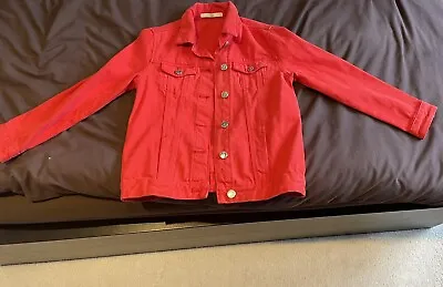 Buy Marks And Spencer Denim Jacket Red Colour • 8£