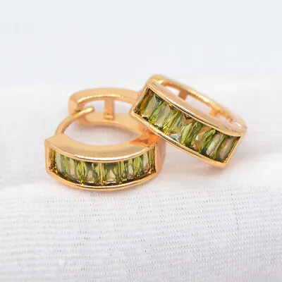 Buy 18K Yellow Gold Filled Women Green Mystic Topaz Hoop Huggie Earrings Jewelry • 4.99£