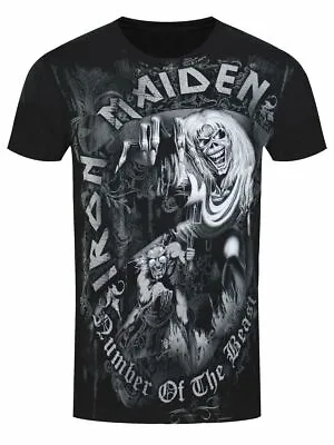 Buy Official Iron Maiden T Shirt Number Of The Beast Grey Tone Classic Rock Metal • 14.94£