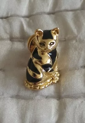 Buy Golden Black Metal Cat Pin Badge Clothing Ornament • 4.50£