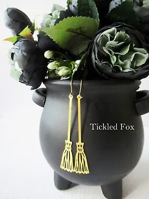 Buy Witch Broomstick Dangle Earrings, Witchy Alt Jewellery, Wiccan Drop Earring Gift • 20.99£