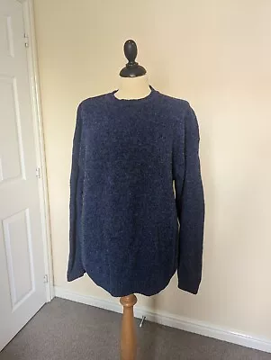 Buy ANTARTEX 100% Pure Wool Jumper Navy Blue Pit To Pit 22.5  Size L Large • 29.95£