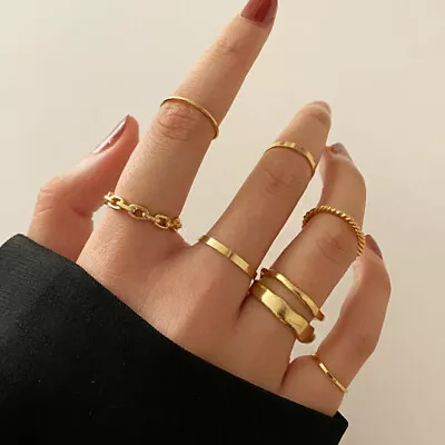Buy Fashion Mens Cool Knuckle Rings Gold Colour Women Girl Finger Jewellery Set Gift • 1.79£
