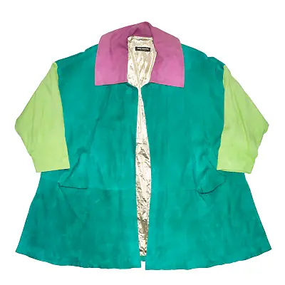 Buy Vintage MARIO VALENTINO Mens 80s Green Regular Colourblock Overcoat Jacket XL • 28.99£