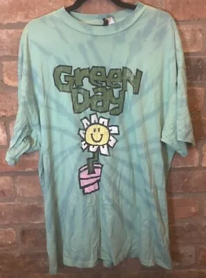 Buy Green Day T Shirt Pop Punk Rock Band Merch Tee Size Small Oversized Flower Pot • 15£
