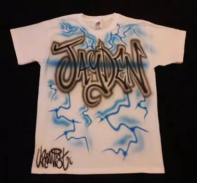Buy Urbanist Graffi Electric Adult T-Shirt Airbrushed Name/word Of Your Choice • 20.99£