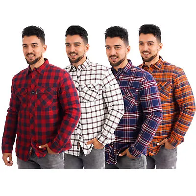 Buy New Mens Padded Quilted Lined Shirt Warm Work Lumberjack Fleece Flannel  Jacket  • 16.97£
