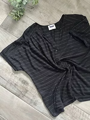 Buy WRAP Striped T-shirt Linen & Lurex Black/ RRP£69 Uk 12 • 14.99£