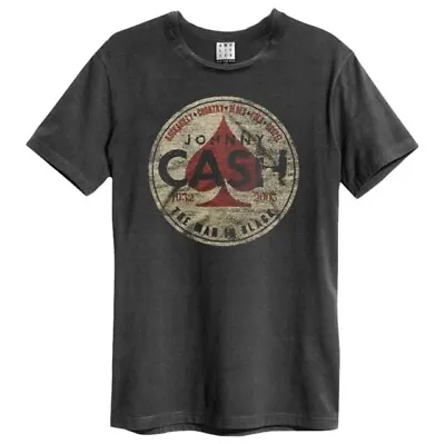Buy Johnny Cash - The Man In Black Amplified Vintage Charcoal T Shirt • 21.68£