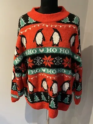 Buy H & M Red Penguin/snowflake Christmas Jumper Soft Cosy 18-20 • 18£