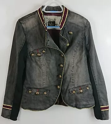 Buy River Island Ladies Denim Jacket Military Style Size 18 • 12£