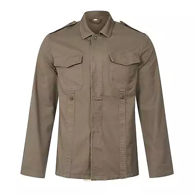 Buy Army Jacket German Military Style Moleskin Cotton Long Sleeve Work Top Olive • 32.29£