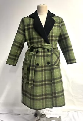 Buy Green Plaid Tartan Loose Fit Coat Reversible Going Out Lounge Jacket Pockets • 34.99£