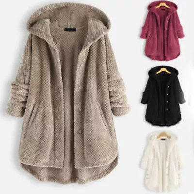 Buy Womens Fleece Winter Warm Hooded Coat Ladies Teddy Bear Fleece Jacket Plus Size • 21.99£