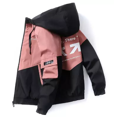 Buy Mens Streetwear Hooded Outerwear Casual Printing Jacket Spring Autumn Warm Coat • 27.59£