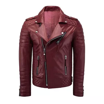 Buy Men's Genuine Lambskin Leather Bikers Jackets Custom Made Leather Jacket • 133.13£