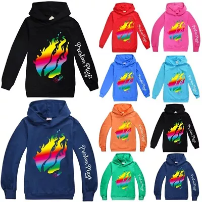 Buy Prestonplayz Flame Kids Casual Hoodie Youtube Hooded Sweatshirt Jumper Gift UK • 12.96£