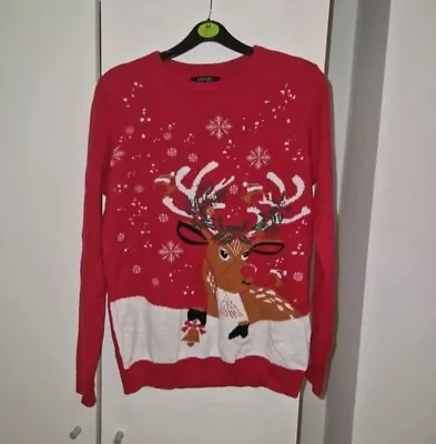 Buy Esmara Red Reindeer Christmas Jumper Size 8-10 • 3£