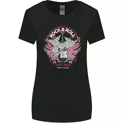 Buy Rock N Roll Born To Be Free Guitar Wings Womens Wider Cut T-Shirt • 8.75£